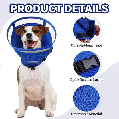 Allroaring Dog Cone, Comfy Extra Large Cone for Dogs After Surgery, Adjustable Soft Dog Cones to Prevent Licking Wounds, Pet Elizabethan Collar for Large Dogs, Blue XL