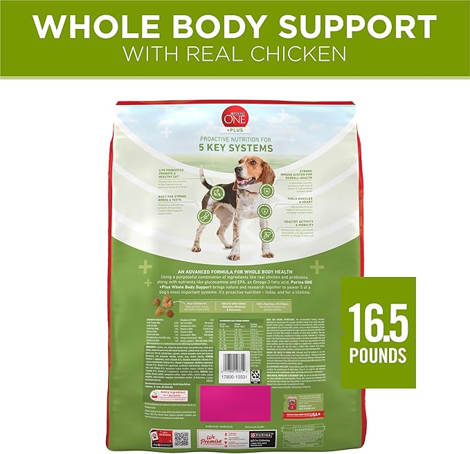 Purina ONE Plus Whole Body Support with Chicken Dry Dog Food - 16.5 lb. Bag