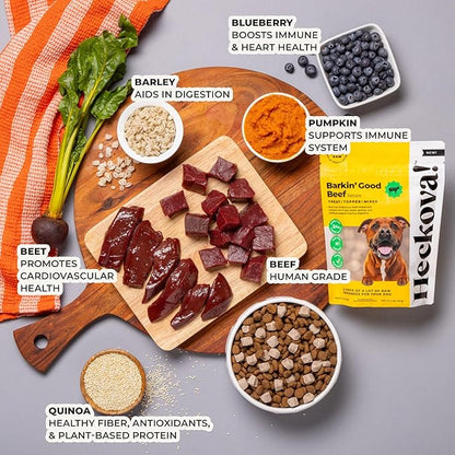 Barkin’ Good Beef - Freeze Dried Raw Dog Treats, Human Grade Beef Heart and Liver for Training, Meal Topper - High Protein (24g Per Cup) - Training Treats for Dogs, Made in The USA, 4oz Bag