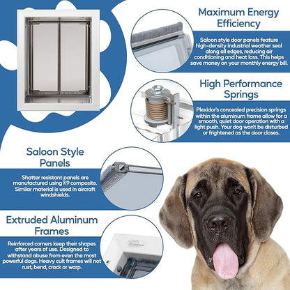 Plexidor Performance Pet Doors for Cats and Dogs - Wall Mount Pet Door with Lock and Key - Energy Efficient - White