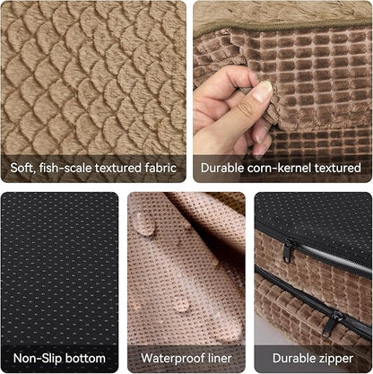 JOEJOY Orthopedic Dog Bed for Medium Dogs, Egg-Crate Memory Foam Pet Bed with Bolster Sides, Waterproof Lining, Removable Washable Cover & Non-Slip Bottom, Brown