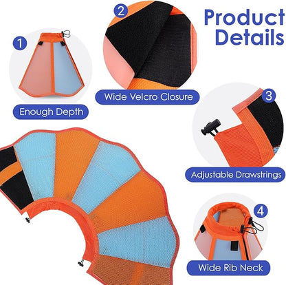 AOFITEE Dog Cone - Soft Cones for Dogs After Surgery, Comfy Cones for Large Dogs to Stop Licking, Adjustable Soft Dog Cone Collar, Elizabethan Pet E-Collar for Wound Healing, OrangeBlue Large