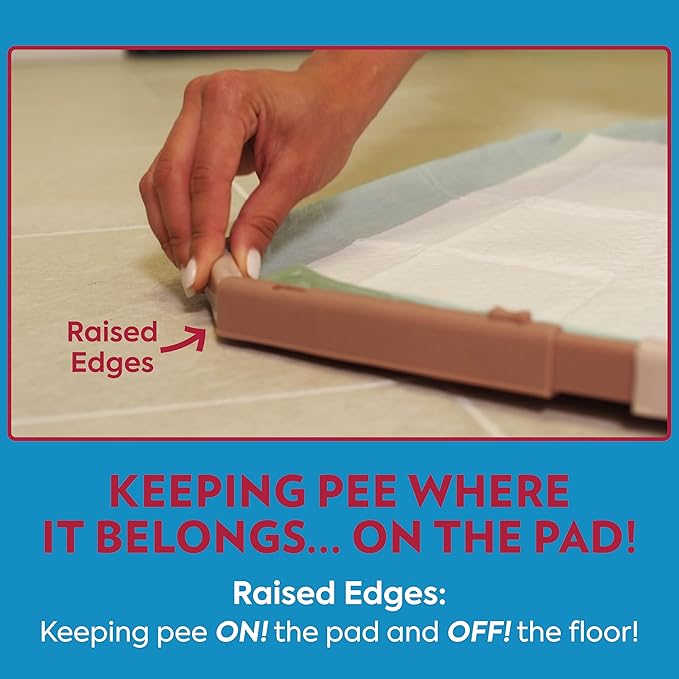 OUT! PetCare Pee Pad Holder Tray, Puppy Pads, Dog Pee Pad Tray, Puppy Essentials, Raised Edges, Portable, Dog Training, Housebreaking Essentials, Cleaning Supplies, Floor Protection, 21x21