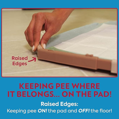 OUT! PetCare Pee Pad Holder Tray, Puppy Pads, Dog Pee Pad Tray, Puppy Essentials, Raised Edges, Portable, Dog Training, Housebreaking Essentials, Cleaning Supplies, Floor Protection, 21x21