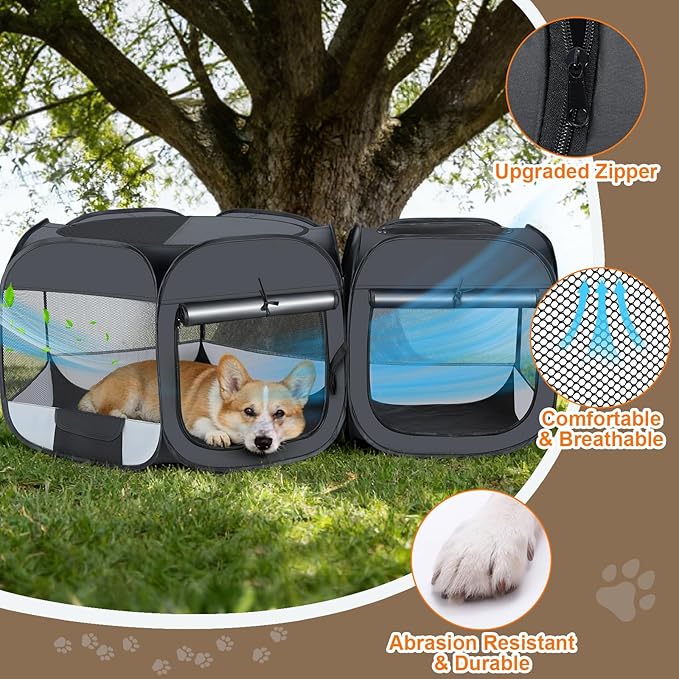 Portable cat playpen, 2-in-1 Dog playpen Indoor, Puppy Dog Play Pen for Indoors, cat cage Crate for Dogs Indoor, Independently Usable cat Tents for Indoor Cats, Collapsible pet playpen(Medium)