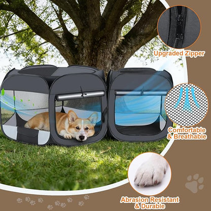 Portable cat playpen, 2-in-1 Dog playpen Indoor, Puppy Dog Play Pen for Indoors, cat cage Crate for Dogs Indoor, Independently Usable cat Tents for Indoor Cats, Collapsible pet playpen(Medium)