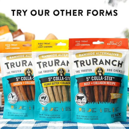 TRURANCH Collagen Chips - Collagen Dog Treats - Long Lasting Healthy Joint Support - Rawhide Alternative Chips - Skin & Coat Health - Made with Real Beef, Value Pack, 3 Bags, 1.5 lbs