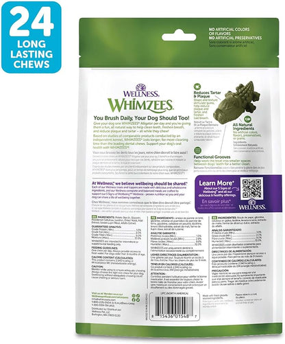 Whimzees Wellness Alligator Dog Dental Treat, Chews, Freshens Breath, Small Size, 12.7 oz Bag, 24 Count