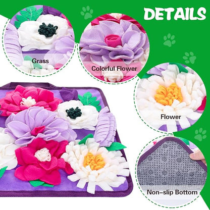 Snuffle Mat for Dogs,Dog Feeding Mat Sniff Mat Interactive Dog Puzzle Mat for Training and Stress Relief Encourages Natural Foraging Skills (Purple)
