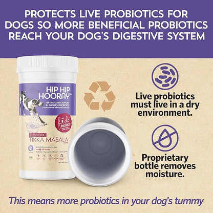 Fidobiotics Hip & Joint Support for Dogs with Probiotics – Glucosamine, Chondroitin, MSM & Green Lipped Mussel – Dog Joint Supplement Powder Food Topper for Mobility & Digestion (20 Servings)