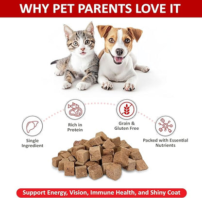 Freeze Dried Beef Liver Dog Treats, Beef Liver Dog Treats, Single Ingredient, Human Grade, No Fillers, High Protein, Grain Free, Gluten Free, All Natural Meal Topper, Made in the USA (1-Pack)