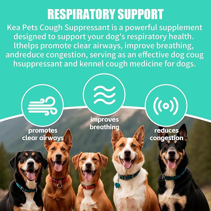 Kennel Cough Medicine for Dogs – Natural Respiratory Support | Helps Soothe Tracheal Collapse, Dry & Wet Cough, Choking & Wheezing | Honeysuckle, Licorice, Lemon Balm 200 Chew