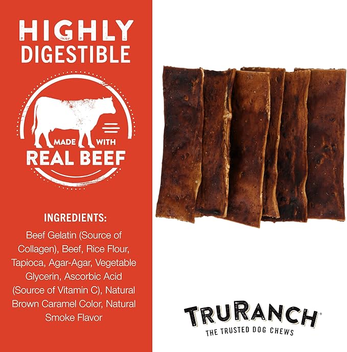 TRURANCH Collagen Chips - Collagen Dog Treats - Long Lasting Healthy Joint Support - Rawhide Alternative Chips - Skin & Coat Health - Made with Real Beef, Value Pack, 3 Bags, 1.5 lbs