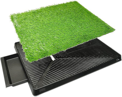 Downtown Pet Supply Dog Grass Pad with Tray, 20 x 25 w/Drawer - Outdoor and Indoor Potty System for Dogs with Replaceable Synthetic Grass Pee Turf - Portable and Waterproof Turf Dog Potty