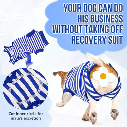 Lukovee Recovery Suit for Dogs, Zipper On Recovery Suit for Female Male Dog, Onesie Abdominal Wounds Cone E-Collar Alternative Prevent Licking Spay Recovery Suit (L, 1BL)
