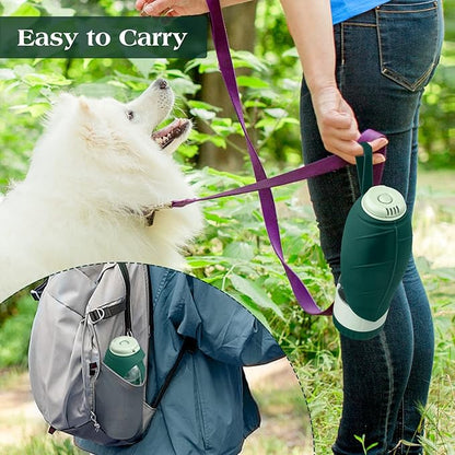 TIOVERY Dog Water Bottle Dispenser for Walking, Pet Water Feeder Container Portable with Drinking Cup Bowl Outdoor Hiking, Travel 20OZ Large Green