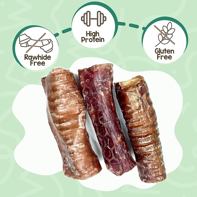 Nature Gnaws Beef Trachea Crunch Wraps for Dogs (3 Count) - Long Lasting Natural Beef Jerky Dog Chew Bones - Rawhide Free
