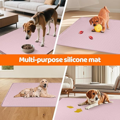 Pee Pads for Dogs, 34" x 22" Extra Large Reusable Silicone Mat, Washable Puppy Training Pads for Potty Training, Non-Slip, Leak-Proof, Indoor Floor Protection (Pink)