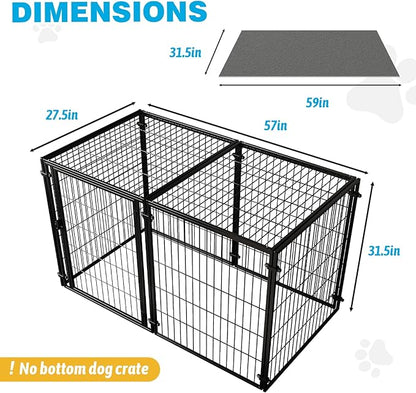 XPIY Large Dog Crate –59 Inch Metal Kennel for Medium and Small Dogs, Safe Indoor & Outdoor XL Big Puppy Cage, Pet Playpen Yard, Dog Fence Playpen Easy Assembly (Black)