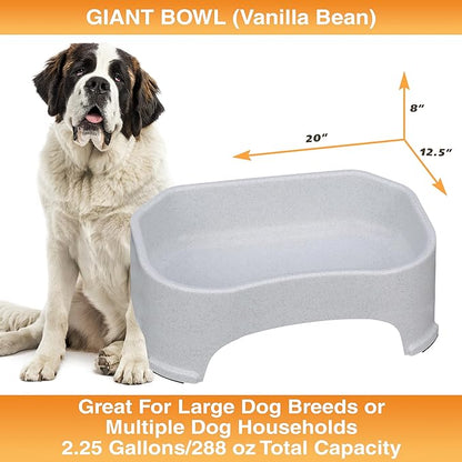 Neater Pet Brands Extra Large Water Bowl for Dogs, Outdoor Dog Water Bowl (2.25 Gallon XL Capacity), Big Trough Style Food Dish for Indoors or Outside, No Spill Large Dog Bowls, Vanilla Bean