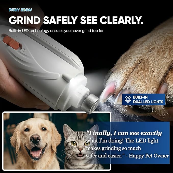 2-in-1 Dog & Cat Nail Clippers and Grinder with Light – Upgraded Safety Guard to Avoid Overcutting, Sharp Blade, Painless Quiet Pet Nail Claw Trimmers, Professional Grooming Tool for Large Small Pets