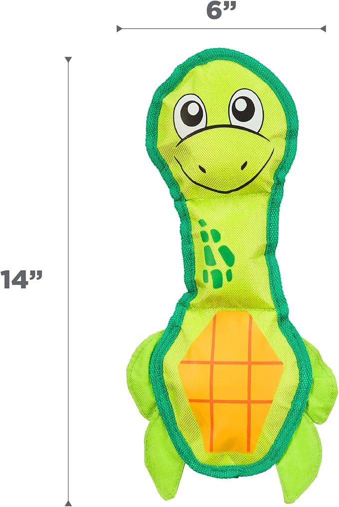 Outward Hound Fire Biterz Turtle Plush Firehose Material Interactive Dog Toy, Medium