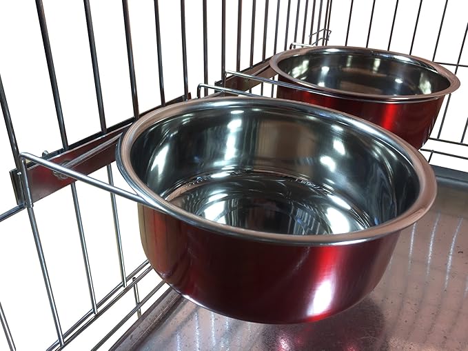 Ellie-Bo Pair of Dog Bowls for Crates/Cages or Pens, Large, 2.0 Litre, Red