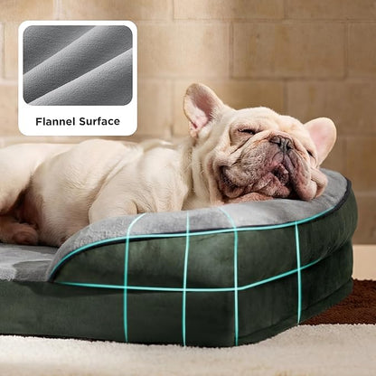 Bedsure Orthopedic Dog Bed Medium Size Dogs - Washable Medium Dog Cat Bed Waterproof, Comfort Pet Couch Sofa with Washable Removable Cover, Pets Bed with Nonskid Bottom, Boreal Canopy Green, 28"