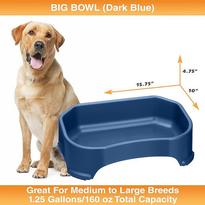 Neater Pet Brands Extra Large Water Bowl for Dogs, Outdoor Dog Water Bowl (1.25 Gallon XL Capacity), Big Trough Style Food Dish for Indoors or Outside, No Spill Large Dog Bowls, Dark Blue