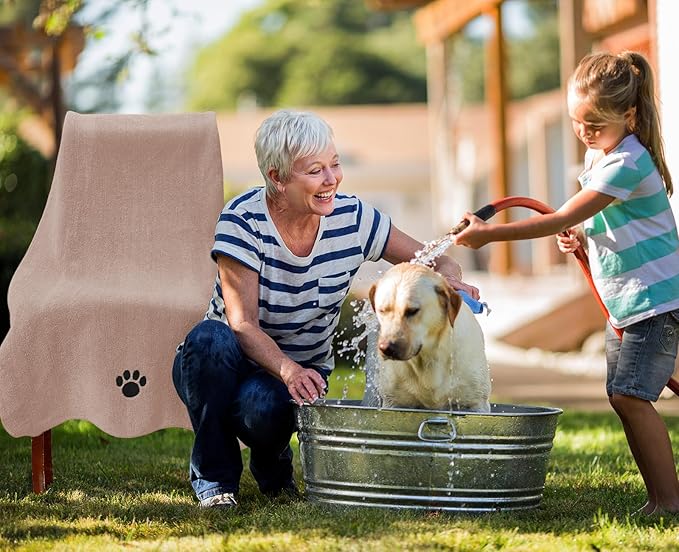 Puomue Microfiber Dog Towels for Drying Dogs, Super Absorbent and Soft Pet Grooming Towel, 40 Inch X 23.6 Inch, Perfect for Large, Medium or Small Dogs (Camel, 40"X23.6" - 1pack)
