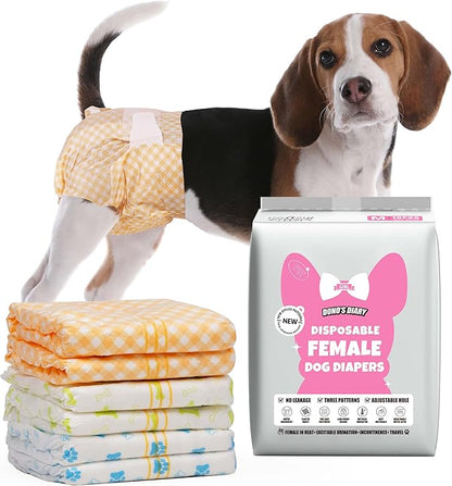 Dono Dog Diapers Female-40PCS, Disposable Female Dog Period Diaper for Heat with Wetness Indicator, Super Absorbent Doggie Puppy Diapers Female for XXS,Small Medium Large Dogs