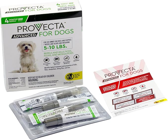 Provecta® Advanced for Small Dogs (5–10 lbs) Flea and Tick Topical Treatment, 4-Month Supply