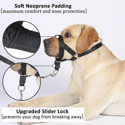 BARKLESS No-Pull Head Collar for Dogs Training & Walking Made Easy, Soft, Adjustable Dog Halter Harness with Safety Link- Put an End to Pulling on The Leash