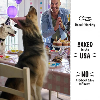 Three Dog Bakery Lick’n Crunch! Fan Favorites Dog Treats Variety Pack, Crunchy Sandwich Dog Cookies with Birthday Cake, Peanut Butter Carob & Vanilla Cream Fillings, 13 oz