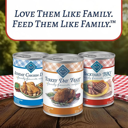 Blue Buffalo Family Favorites Adult Wet Dog Food, Made with Natural Ingredients, Turkey Day Feast, 12.5-oz Can (Pack of 12)