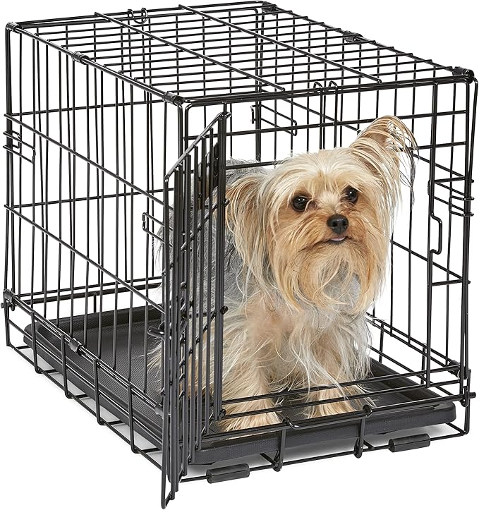 MidWest Homes for Pets 18-Inch iCrate for Tiny Breeds, Up to 10 lbs, Single Door Folding Dog Crate with Divider Panel, Leak-Proof Tray & Secure Latch, Portable, Durable & Easy to Assemble