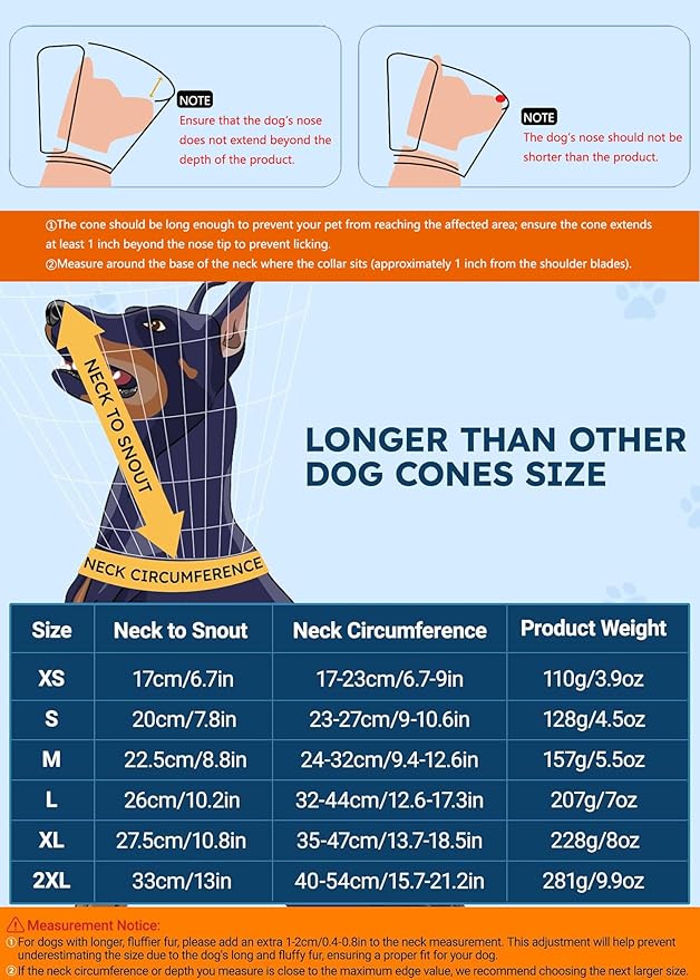 Dog Cone Collar for Dogs After Surgery Extra Long, Adjustable Comfy Dog Elizabethan Pet Collar Cone for Large Dogs Anti-Lick Protective Wound