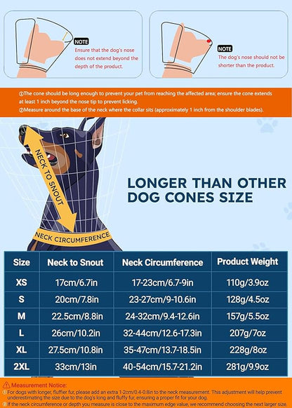 Dog Cone Collar for Dogs After Surgery Extra Long, Adjustable Comfy Dog Elizabethan Pet Collar Cone for Large Dogs Anti-Lick Protective Wound