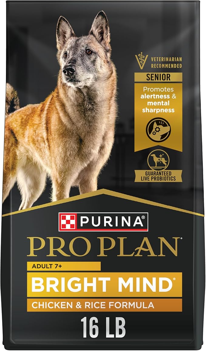 Purina Pro Plan Senior Dog Food With Probiotics for Dogs, Bright Mind 7+ Chicken & Rice Formula - 16 lb. Bag