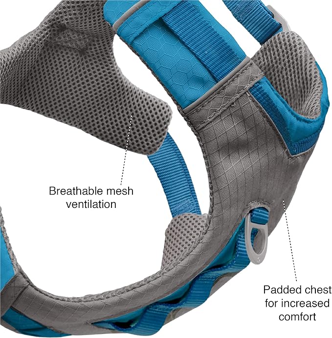 Kurgo Journey Air Dog Harness - Secure Fit for Active Dogs - Padded Chest - Lightweight Ripstop Fabric - Breathable Mesh - Reflective Trim - Back Assist Handle - Coral - Small