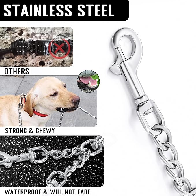 Prong Collar Safety Clip Stainless Steel Dog Safety Clip, Leash Backup with Dual Clasps, Collars and No Pull Harness Connectors