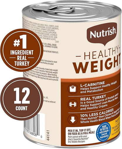 Nutrish Rachael Ray Weight Management Wet Dog Food Premium Paté Real Turkey & Pumpkin Recipe,13 oz. Can,(Pack of 24)