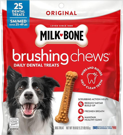 Milk-Bone Brushing Chews Original Chicken Flavor Daily Dental Dog Treats, Small/Medium, 19.6 Oz. Bag