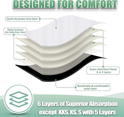 Wegreeco Washable Male Dog Belly Wrap - Pack of 3 - (Black,XX-Large)
