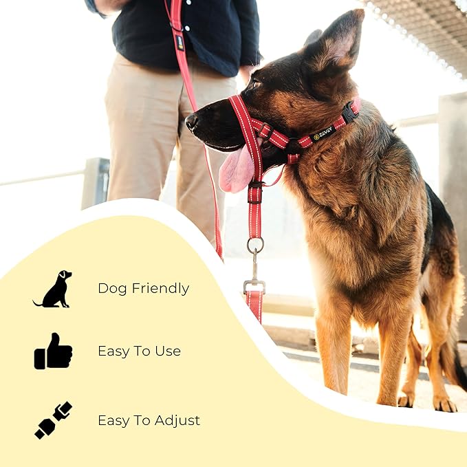 Dog Headcollar with Safety Strap Stops Heavy Pulling On The Leash Padded Reflective Head Halter for Small Medium Large Dogs Adjustable Head Harness for Training and Walking (Pink, L)