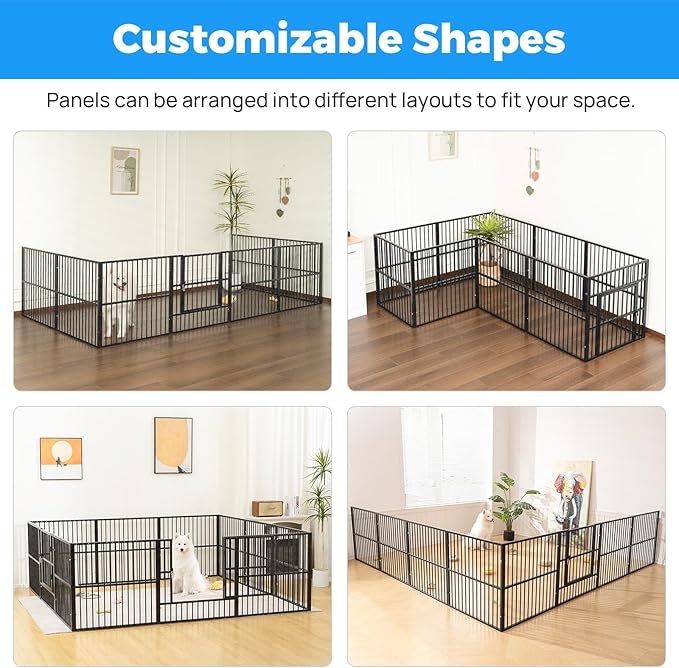 Dog Playpen - 32" Height Dog Pen, Heavy Duty Puppy Pen with Door, Safe & Sturdy, Easy Assemble for Indoor/Outdoor Pet Playpen (10 Panels with Door)