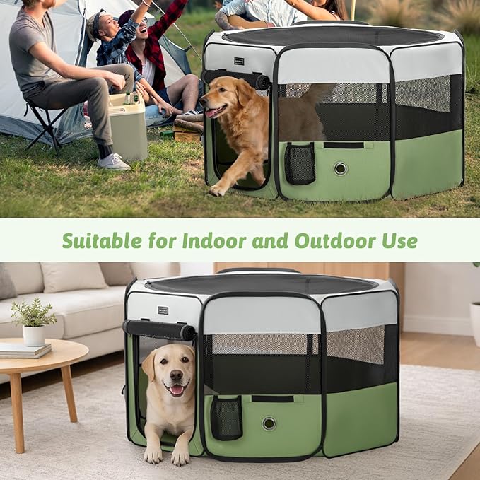 PETSFIT 45.5" Dog Playpen Indoor/Outdoor-Jump-Proof 28.5" Height with Removable Waterproof Mat & Zippered Roof | RV, Camping, Travel Dog Pen | Whelping & Cat Observation Space(45.5"L x 45.5"W x 28.5H)