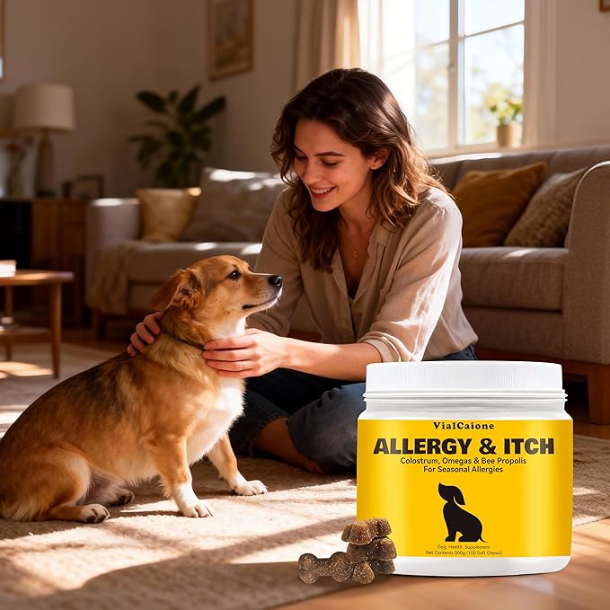 Allergy & Itch for Dogs | Daily Support for Itchy Skin, Immune Health & Seasonal Allergies from Colostrum, Bee Propolis + Probiotics | 150 Soft Chews