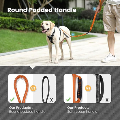 IOKHEIRA Orange Leash for Large Dogs, Multifunctional Adjustable Heavy Duty Leash