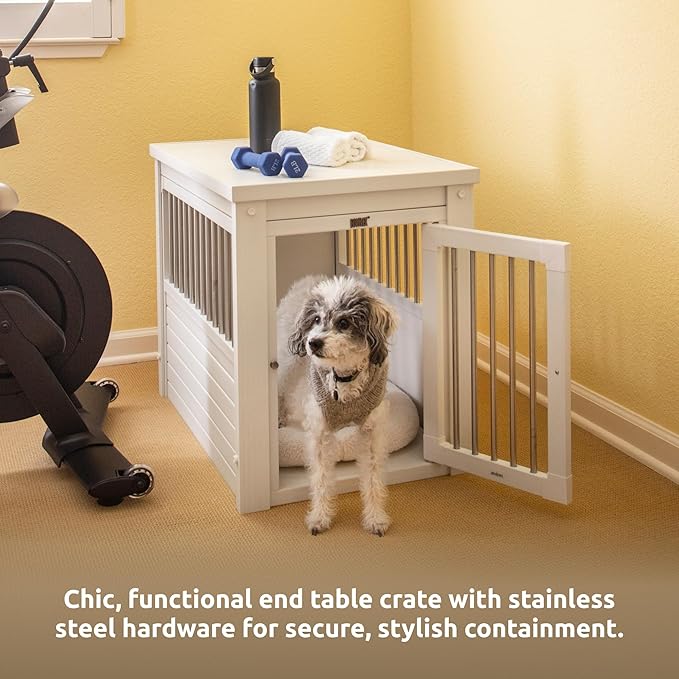 New Age Pet ecoFLEX Pet Crate/End Table, Medium, Antique White, Model:EHHC404M